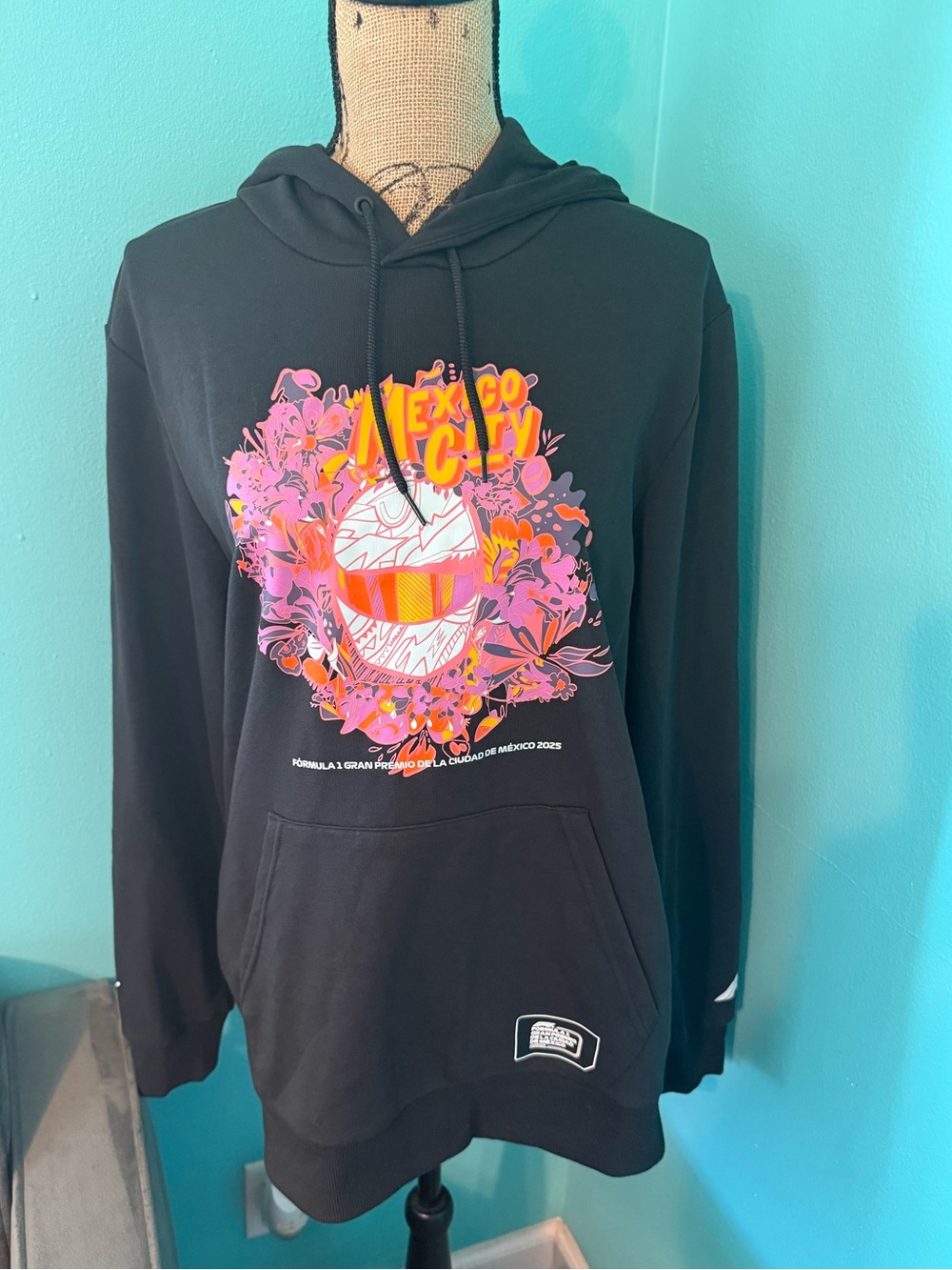 NWT Puma x F1 Unisex Black/Pastel Mexico City Hoodie with Kangaroo Pocket